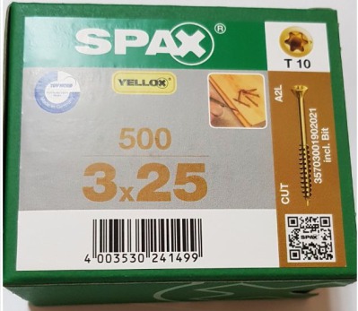 Spax-S 3,0x25 мм 35703001902021 (500 шт/упак) - оцинкованный, Yellox, T10 - вид 3 миниатюра