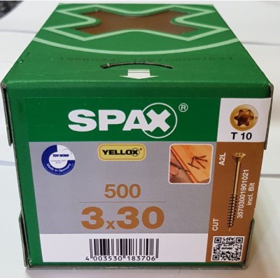 Spax-S 3,0x30 мм 35703001901021 (500 шт/упак) - оцинкованный, Yellox, T10 - вид 1 миниатюра