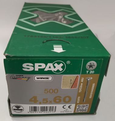 Spax 4,5x60 мм 0541010450605 (500 шт/упак) - оцинкованный, Wirox, T20 - вид 1 миниатюра