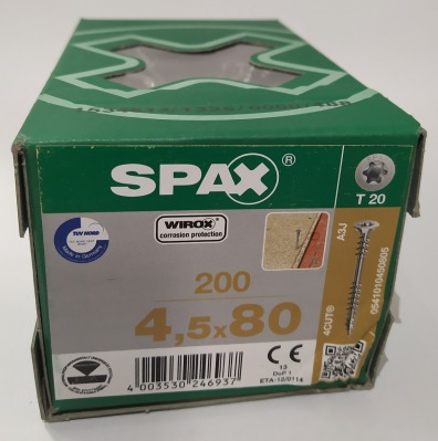 Spax 4,5x80 мм 0541010450805 (200 шт/упак) - оцинкованный, Wirox, T20 - вид 1 миниатюра