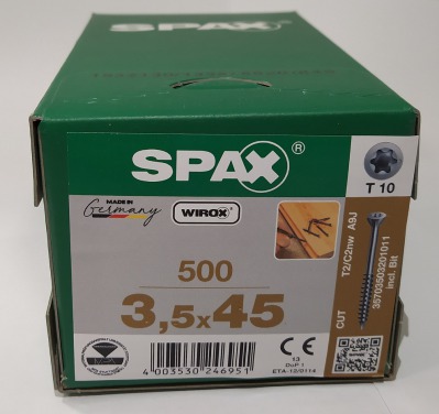 Spax-S 3,5x45 мм 35703503201011 (500 шт/упак) - оцинкованный, Wirox, T20 - вид 3 миниатюра