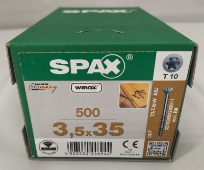 Spax-S 3,5x35 мм 35703503203011 (500 шт/упак) - оцинкованный, Wirox, T10 - вид 3 миниатюра