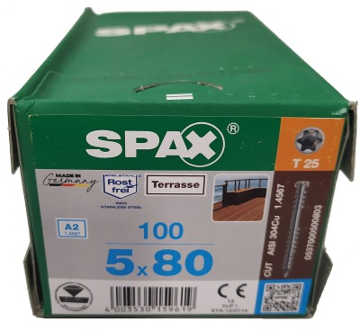 Spax-D для террасной доски 5*80мм 0537000500803 - нержавейка A2 (100 шт/упак) - вид 1 миниатюра