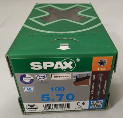 Spax-D для террасной доски 5*70мм 0537000500703 - нержавейка A2 (100 шт/упак) - вид 3 миниатюра