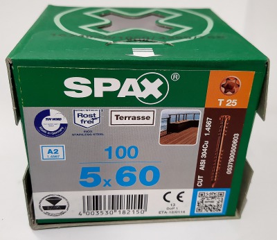 Spax-D для террасной доски 5,0*60мм 0537900500603 - нержавейка A2 покрытие антик (100 шт/упак) - вид 1 миниатюра