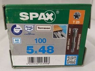 Spax-D 5*48мм 0557000500483 для крепления к алюминию доски до 24 / 28 - 31 мм (100 штук) - нержавейка A2 - вид 1 миниатюра