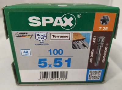 Spax-D 5*51мм 0557000500513 для крепления к алюминию доски до 27 / 31 - 34 мм (100 штук) - нержавейка A2 - вид 1 миниатюра