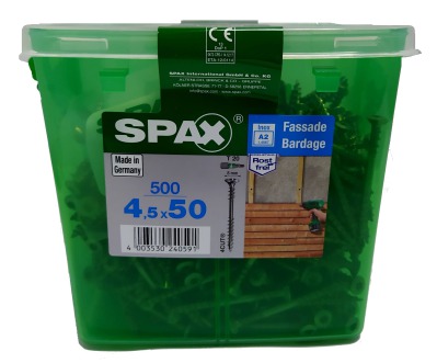 Spax для фасадов 4,5x50 мм 4547000450509 (500 шт/упак.) - двойная резьба, A2 - вид 1 миниатюра