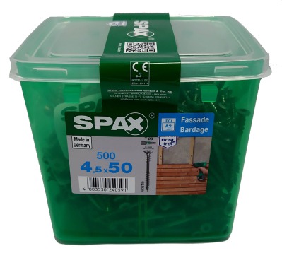 Spax для фасадов 4,5x50 мм 4547000450509 (500 шт/упак.) - двойная резьба, A2 - вид 1 миниатюра