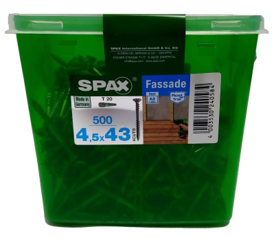 Spax для фасадов 4,5x43 мм 4547000450439 (500 шт/упак.) - двойная резьба, A2 - вид 1 миниатюра