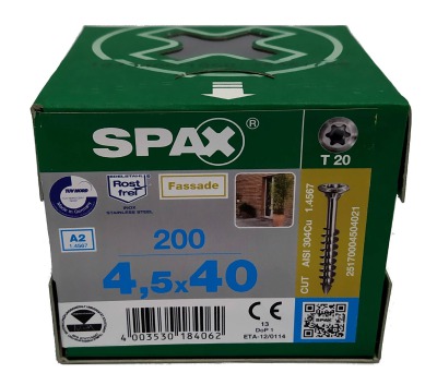Spax для фасадов 4,5x40 мм 25170004504021/0517000450403 (200 шт/упак.) A2 - вид 1 миниатюра