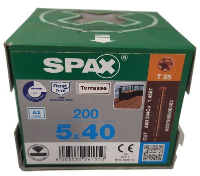 Spax-D для террасной доски 5,0*40мм 0537900500403 - нержавейка A2 покрытие антик (200 шт/упак) - вид 1 миниатюра