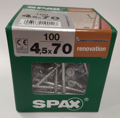 Spax 4,5x70 мм 4541010450705 (100 шт/упак) - оцинкованный, Wirox, T20 - вид 1 миниатюра