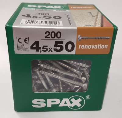Spax 4,5x50 мм 4541010450506 (200 шт/упак) - оцинкованный, Wirox, T20 - вид 1 миниатюра