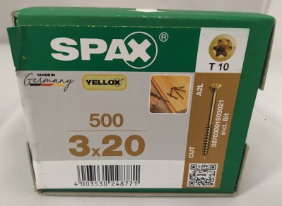 Spax-S 3,0x20 мм 35703001903021 (500 шт/упак) - оцинкованный, Yellox, T10 - вид 1 миниатюра