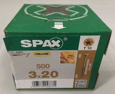 Spax-S 3,0x20 мм 35703001903021 (500 шт/упак) - оцинкованный, Yellox, T10 - вид 3 миниатюра